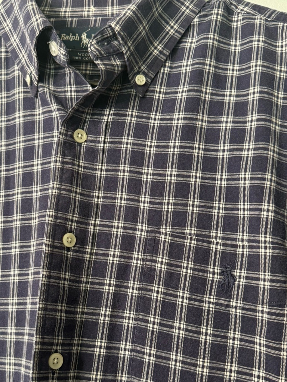 Ralph Lauren Navy and White Plaid Button-Down Shirt